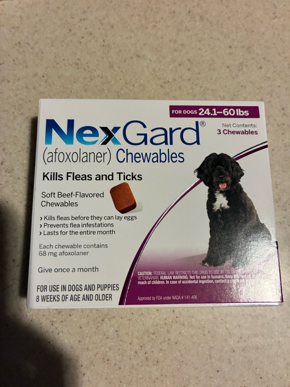 Nexgard Flea & Tick  for Dogs 24.1-60 lbs 3 month supply expires